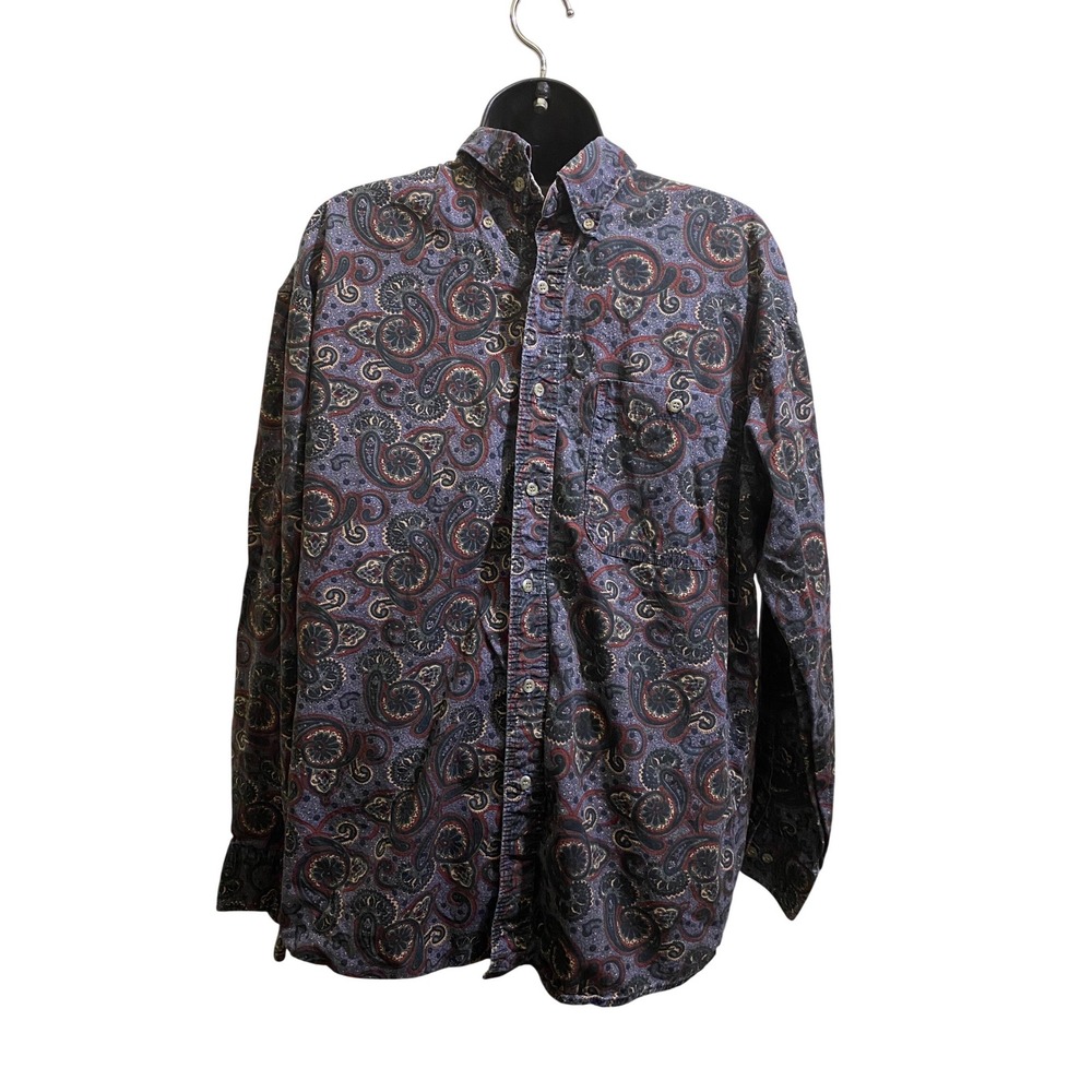 VTG‎ Wrangler Twenty X Mens Paisley Button Down Shirt Purple Western Long Sleeve